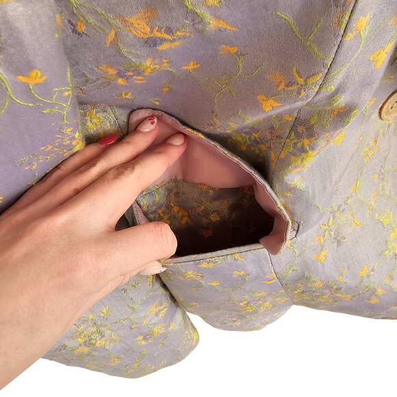 Tahari Vintage Light Purple Pant Suit with Green and Orange Flowers Sz 6 - Picture 7 of 16